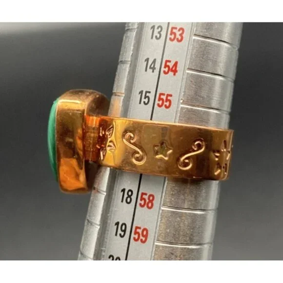 Signed Jay King DTR Copper Ring Size 7.75 Triangular Natural Malachite Cabochon - Picture 8 of 12